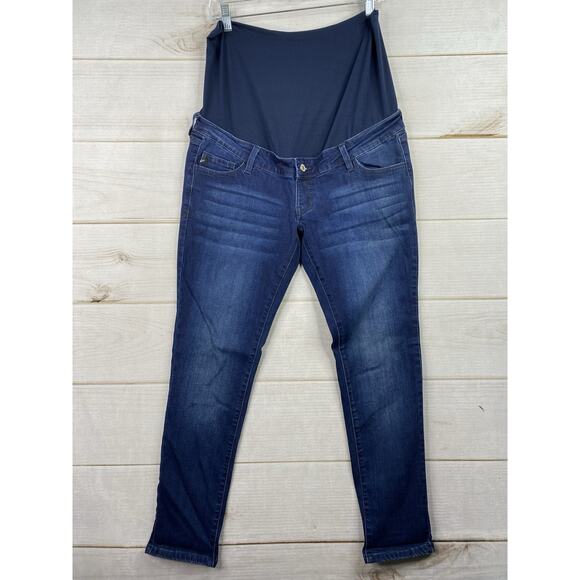 KanCan Maternity Jeans Sz 13/30 Dark Wash Stretch Denim Distressed Skinny Leg - Picture 1 of 11